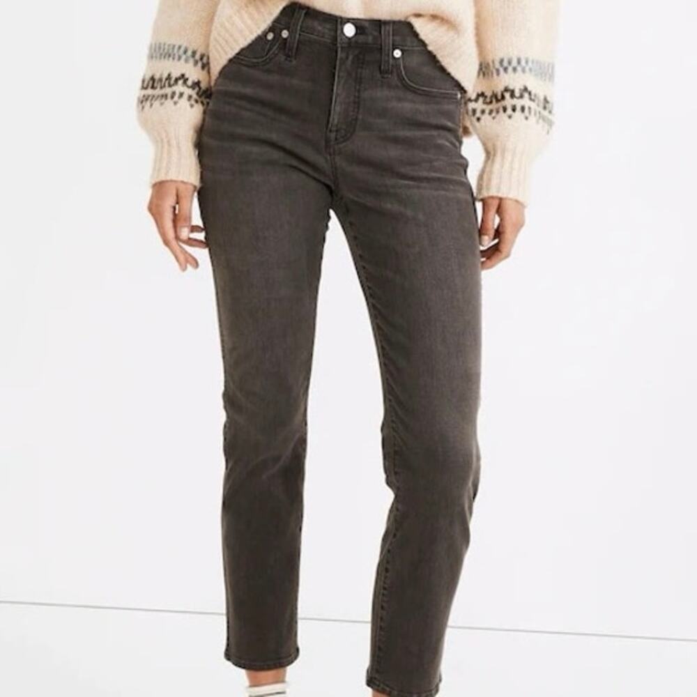 Madewell NWT Mid-Rise StovePipe Jeans Black Wash Sz 32 Denim